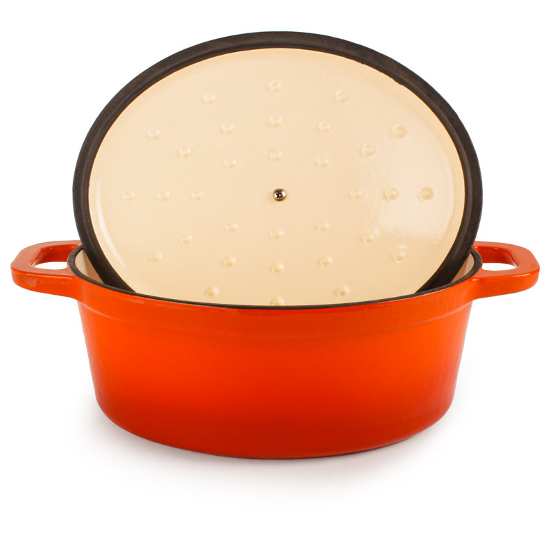 Maniteau 5 Piece Enameled Cast Iron Cookware Set, Orange