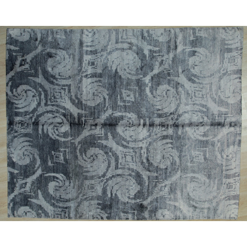 & Bamboo Silk Gray Hand Knotted Area Rug