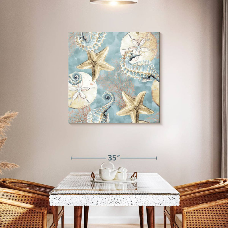 Brampt Blue Ocean Treasure Seahorse, 36" H x 36" W