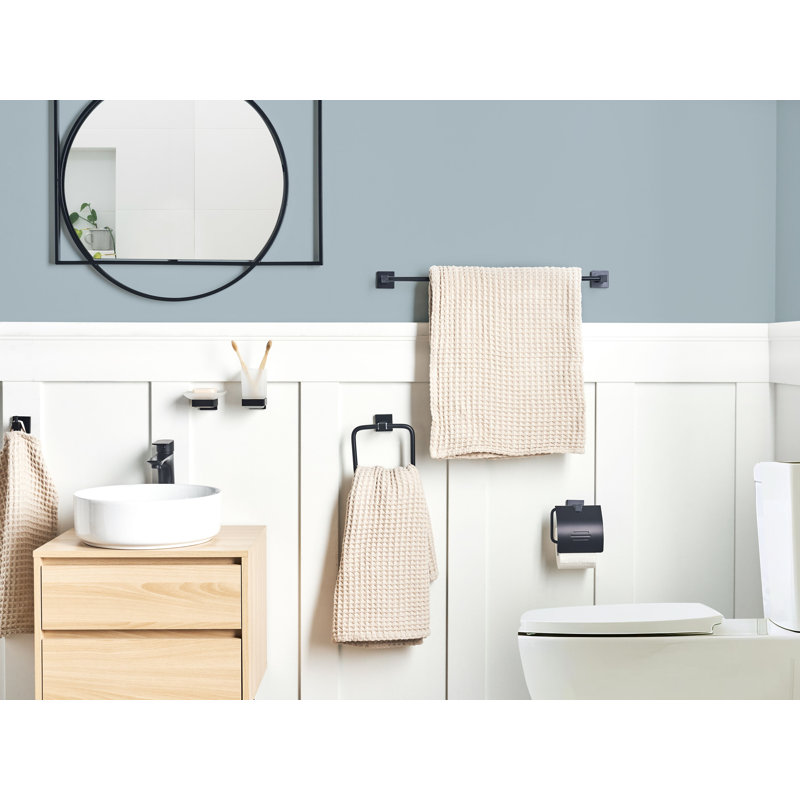 6-Piece Bathroom Hardware Set UVITA with Towel Bars and Hooks, Matte Black