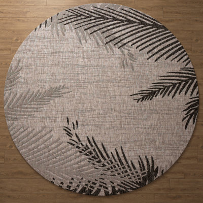 Tapis rond noir / gris Fern