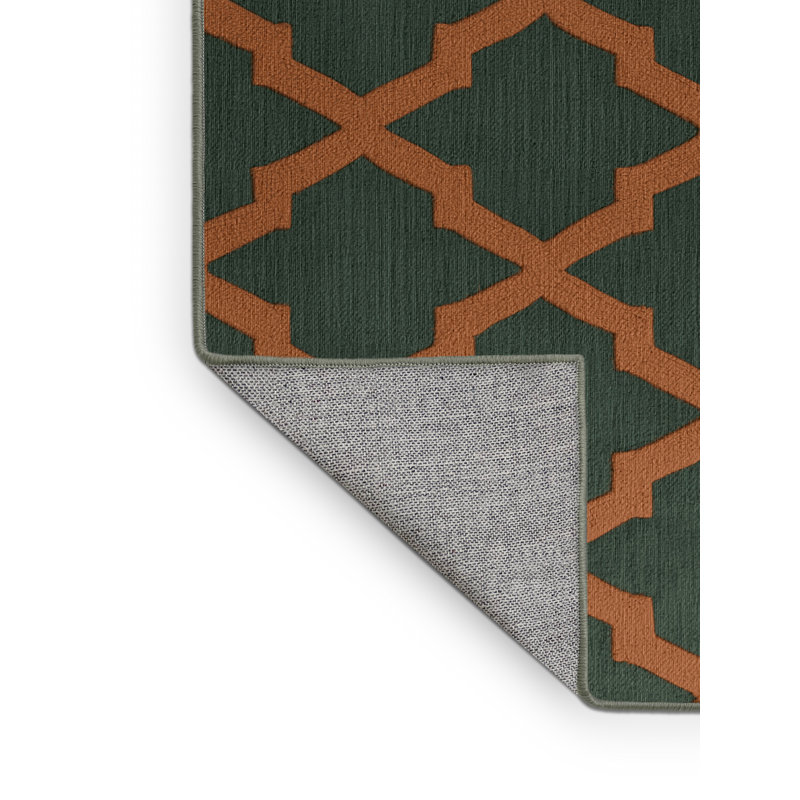 Machine Washable Trellis Green Area Rug, Rectangulaire 3 pi x 5 pi