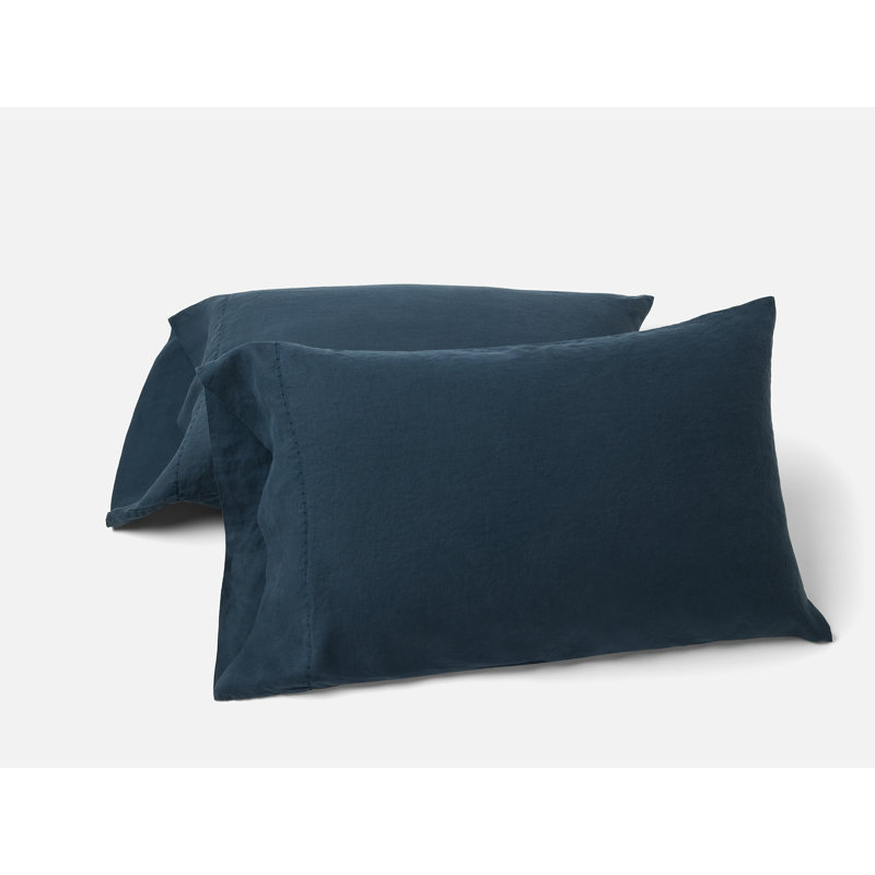 Organic Relaxed Linen Pillowcase, King Pillowcase, Midnight Indigo