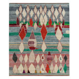 Moroccan Hand Knotted Silk Geometric Area Rug