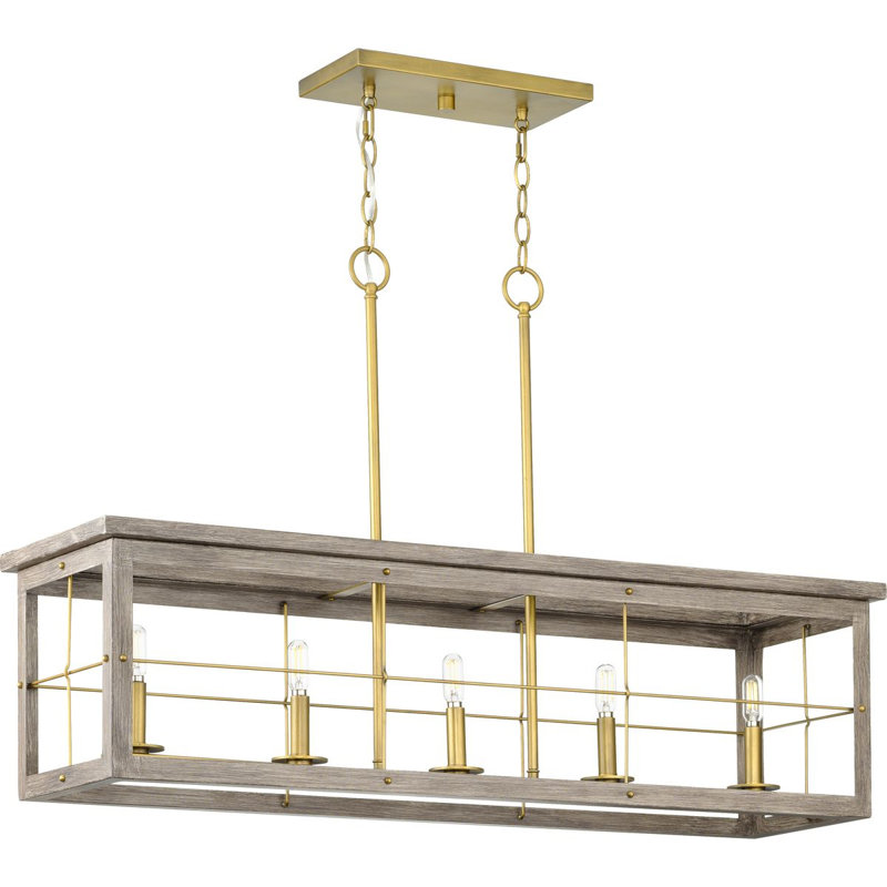Andreoni 5 - Light Kitchen Island Pendant, Distressed Brass