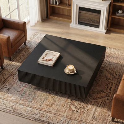 Table basse de salon moderne à 2 tiroirs avec plateau en bois massif