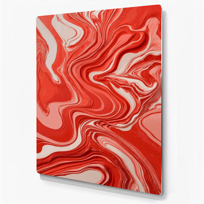 Abstrait fluide, art mural en métal rouge 64