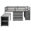 Lit mezzanine simple gris avec armoire et bureau portable, robuste et polyvalent-1790438255