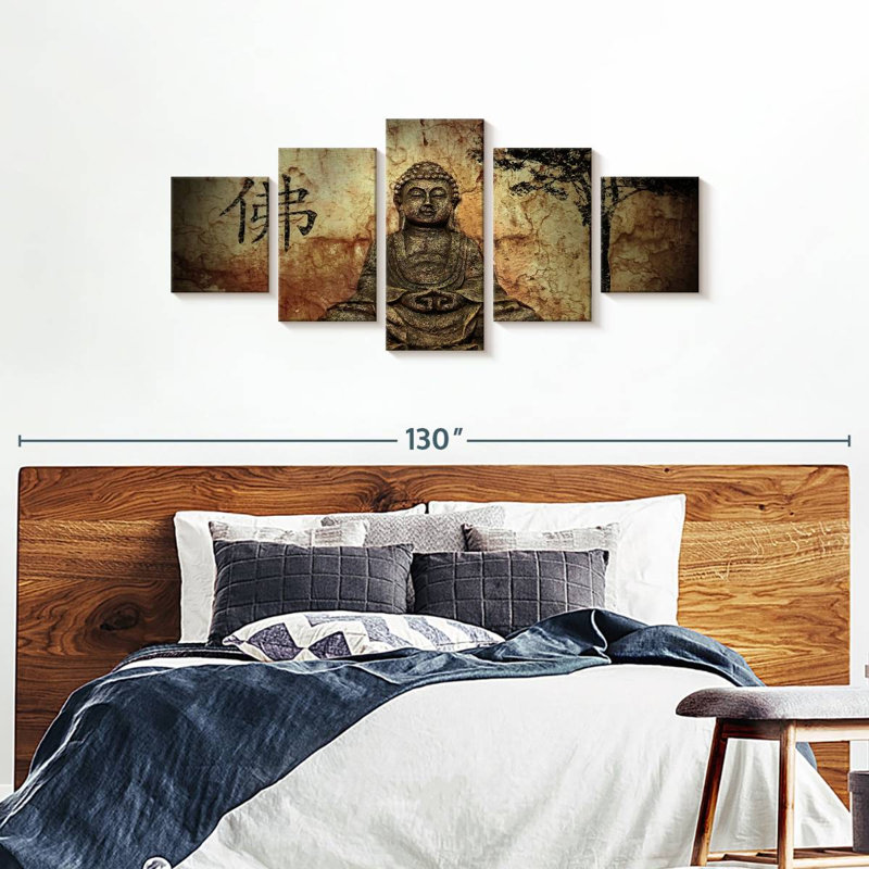 Ensemble de 5 pièces Bouddha, H 80 po x l 36 po x P 1,25 po