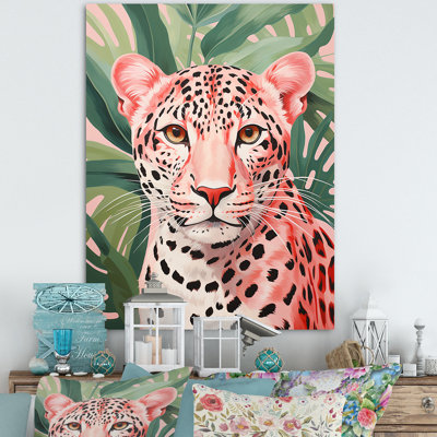 Green and pink Leopard tropical elegance V - Leopard Canvas Prints