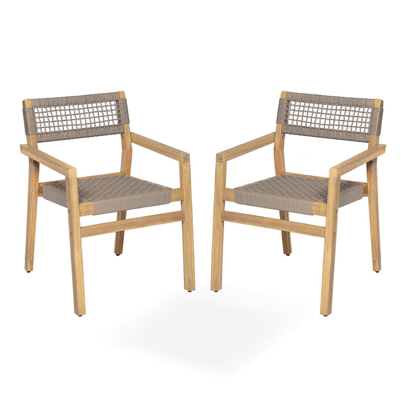 Chaises de salle à manger Shepard, Teck clair / corde grise