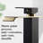 7.37'' Tall Single-Hole, Stainless Steel Waterfall Bathroom Sink Faucet in Matte Black & Shiny Gold for Bath.