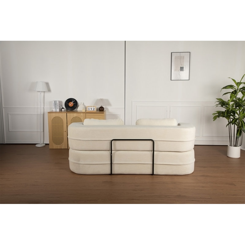 Canapé-lit convertible avec couverture, L 78,74 po, Tissu beige