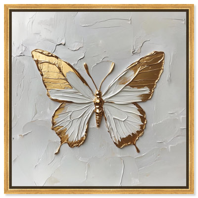 Simple Golden Butterfly Canvas by Art Remedy