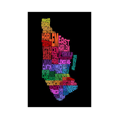 New York Typographic Map by Michael Tompsett - Wrapped Canvas Print