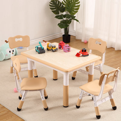 Ensemble de table pour enfants et 4 chaises, hauteur réglable, plateau de table à graffiti à essuyer, bureau de jeu ergonomique pour 2 à 10 ans