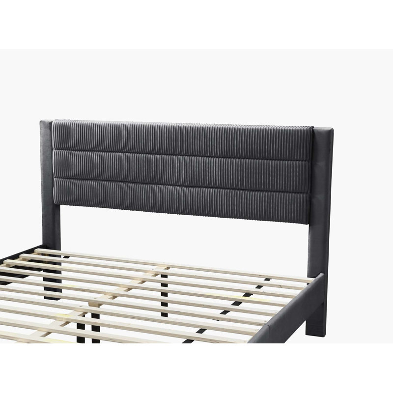 Lit de rangement en velours Mercer41, Noir, Grand lit