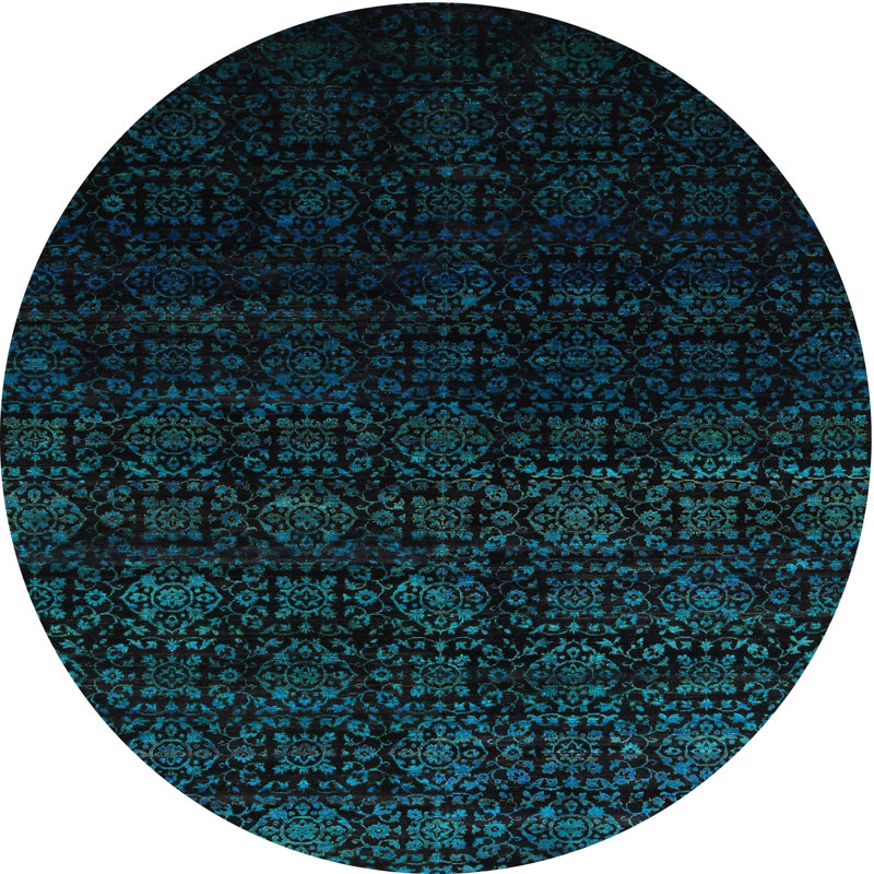 Tapis gris / noir, Rond 7 pi