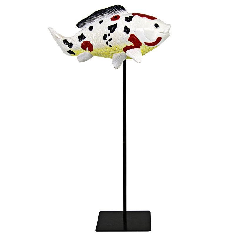 Hand-Painted Resin Japanese Koi Fish Sculpture