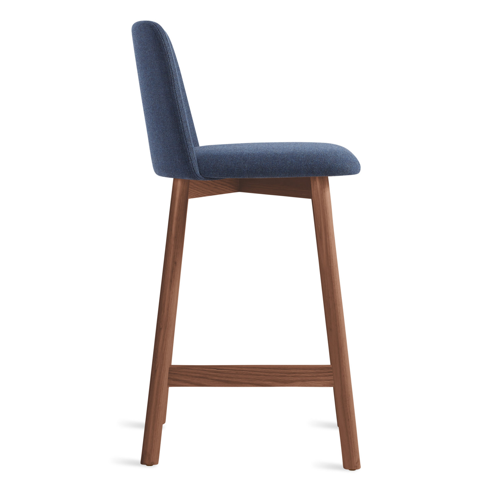 Chip Stool, Walnut, Counter Stool (25.1" Seat Height), Toohey Navy Plainweave