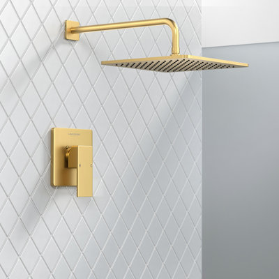 Ensemble de robinet de douche carré moderne de 12 pouces avec valve brute, pomme de douche à pluie, système de douche à pluie