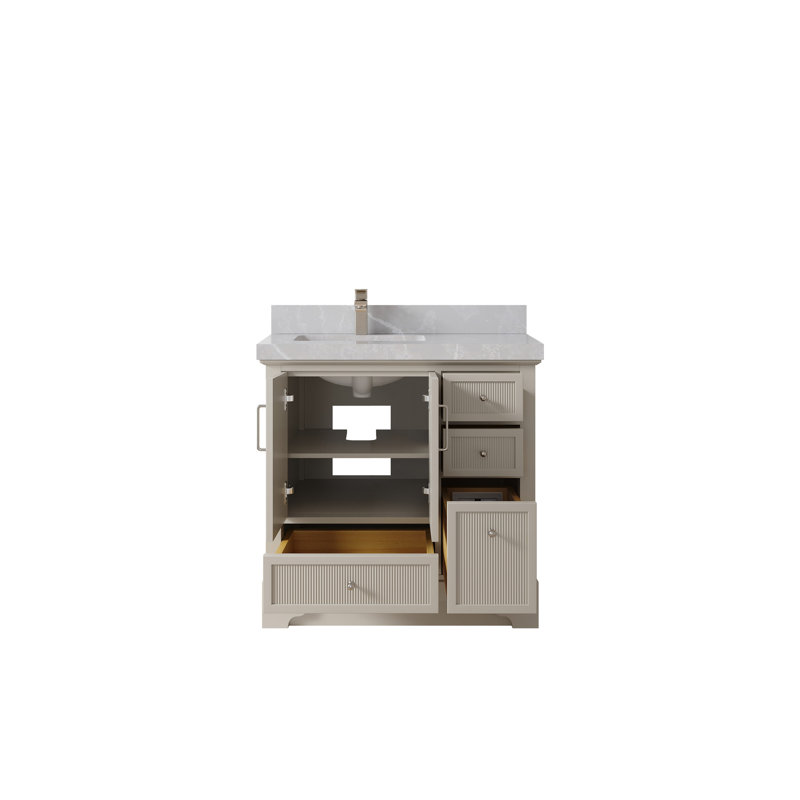 Alys 36'' Single Bathroom Vanity with Top, Pearl Gray