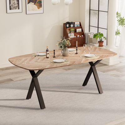 71in Oval Pedestal Dining Table for 6-8 People, Modern Wood Dininer Table for Dining Room, Kitchen, Living Room Mesas de Comedor, Easy Clean