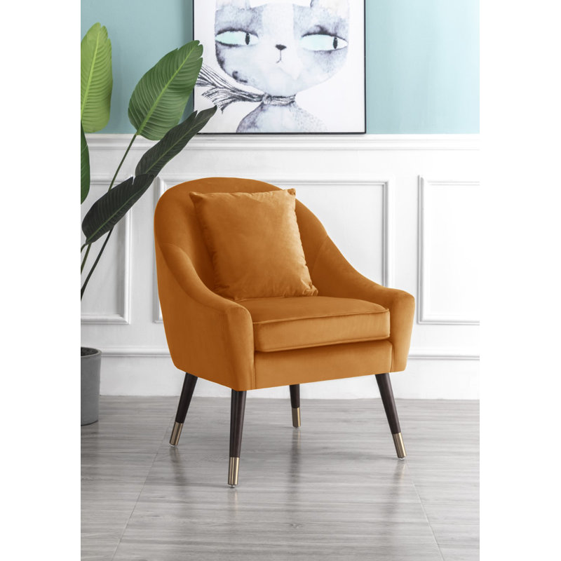 Giddings Velvet Accent Chair, Orange