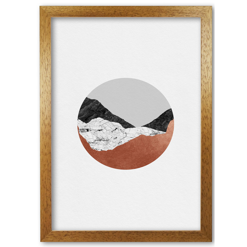 Copper Geometric III - Print, Honey Oak Frame, 85 cm H x 60 cm W x 5 cm D