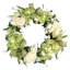 28" Grapevine Wreath With White And Green Hydrangea, Cream Heather And Wild Spray With Bows