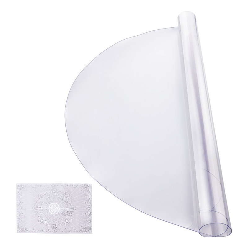 Protège-table rond transparent en PVC, 107 x 107 cm, tapis de bureau imperméable de 2 mm d'épaisseur pour la salle à manger et le bureau