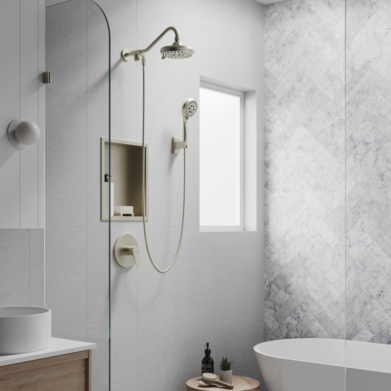 Brushed Nickel Multi-Function Handheld Rain Shower System