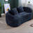 Compression Curved Dark Blue 2 Seat Sofas, Foam Spring Chenille, Modern Home