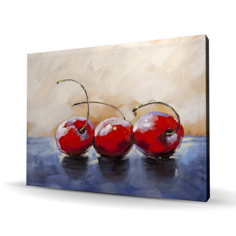 Trois cerises - art sur toile rouge pour la décoration intérieure