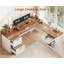 63" L Shaped Desk With Drawers, Farmhouse Corner Computer Desk-120334327