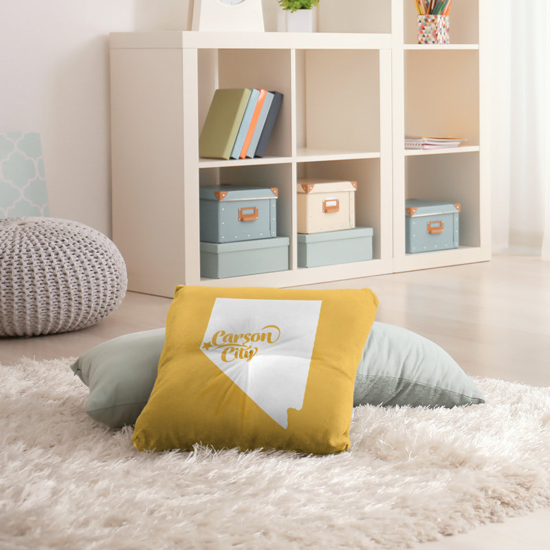 Coussin de sol touffeté nevada, 26 po x 26 po, Jaune, Ville de Carson City
