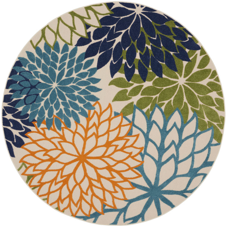 Alsaedi Floral Green/Blue/Orange Indoor/Outdoor Area Rug