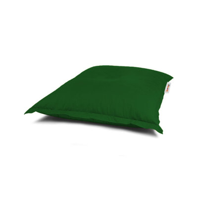 Fauteuil à billes 100% original et imperméable, vert uni, 39,4 x 39,4 x 7,9 pouces | Rempli de mousse de polystyrène perlée, système de fermeture à glissière caché double | Parfait pour le divertissement extérieur moderne et la détente