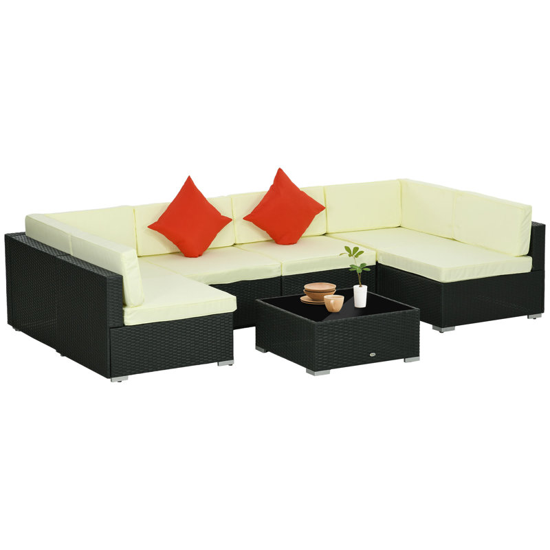 Randi 6 - Person Seating Group with Cushions, Black