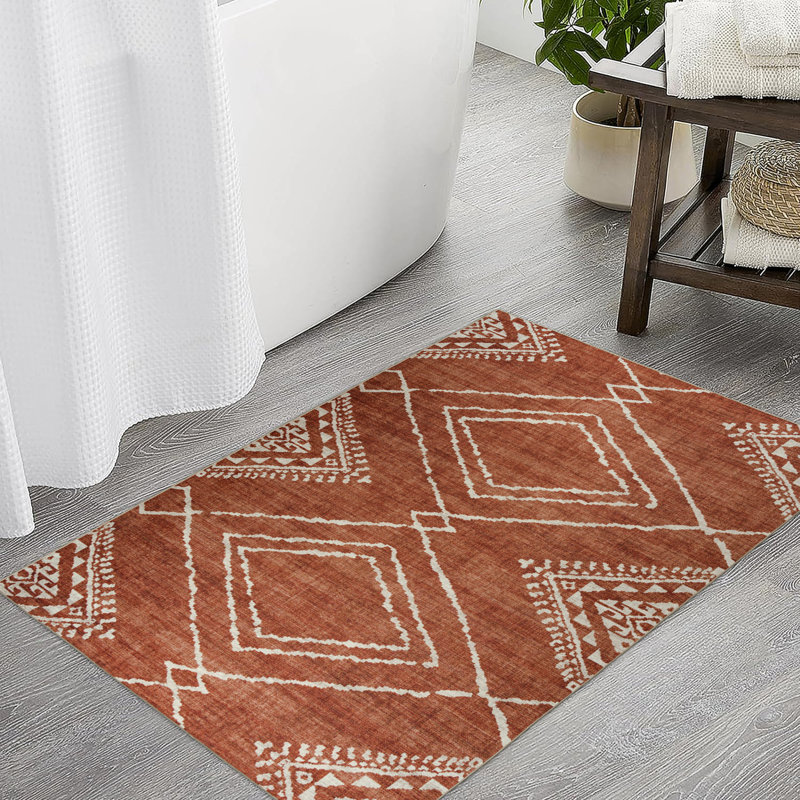 Kentre Jax Moroccan Machine Washable Area Rug, Rectangle 2' x 3', Orange