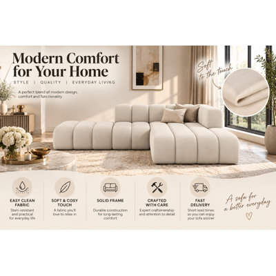3 Seater Velvet Sofa & Chaise