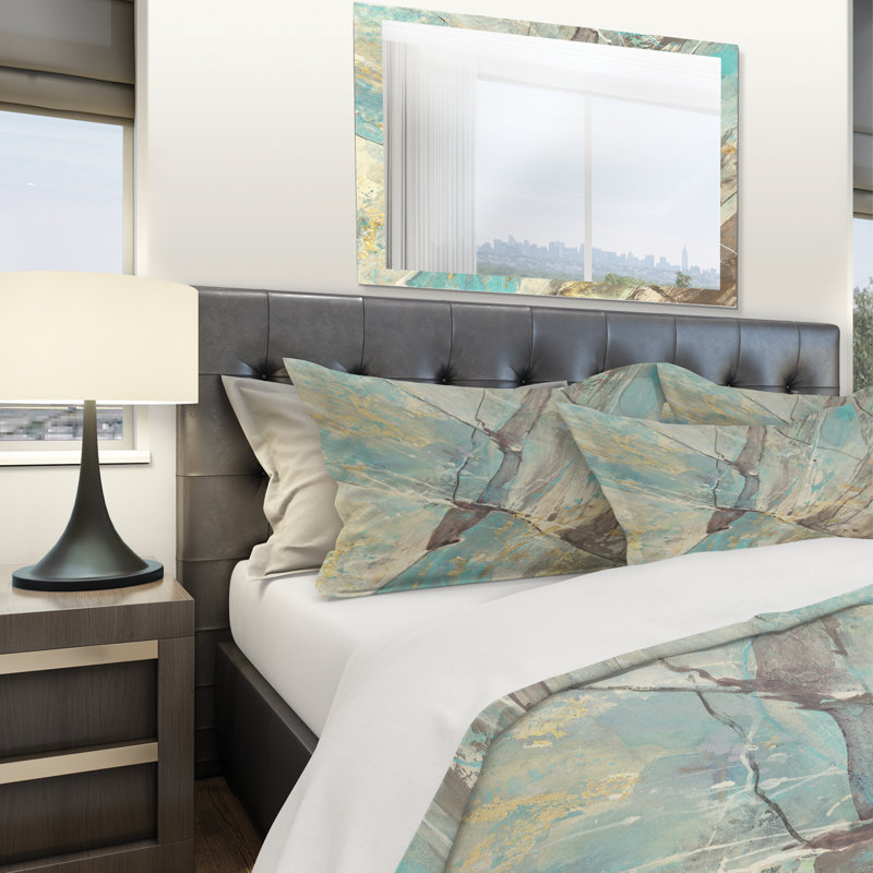 Mineral Landscape in Blue, Cream and Brown - Nautical Duvet Cover Set - Microfiber Polyester, Twin Duvet Cover + 1 Sham
