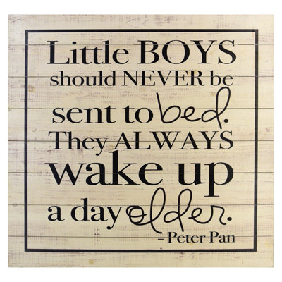Peter Pan Little Boys Quote Wood Wall Art - 31" x 31"