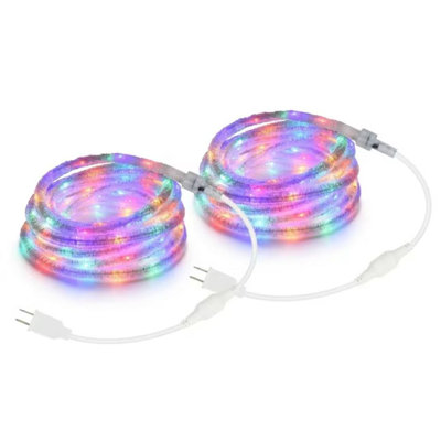 2 Pack 24FT 120V Multicolor Round LED Rope Light, Connectable Decor Light