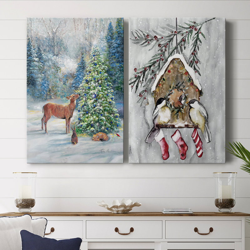 Rassemblement hivernal - Toile tendue avec châssis de qualité supérieure - Prêt à être accroché, H 36 po x l 48 po