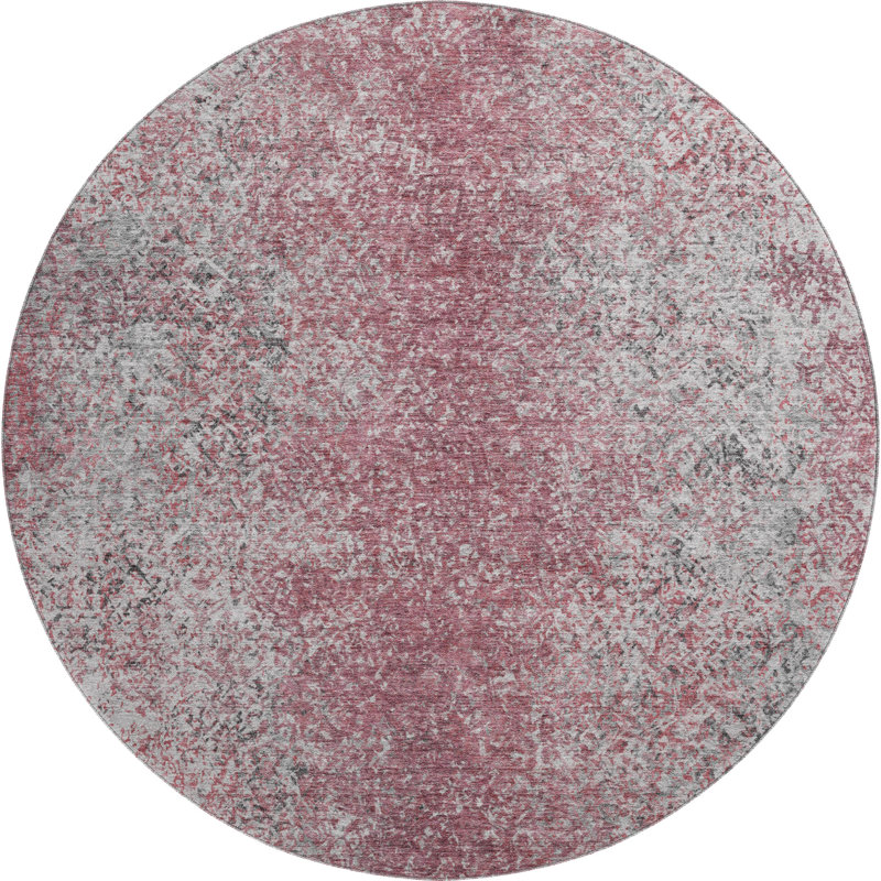 Premium Machine Washable Prisco Merlot Rug, Round 8'