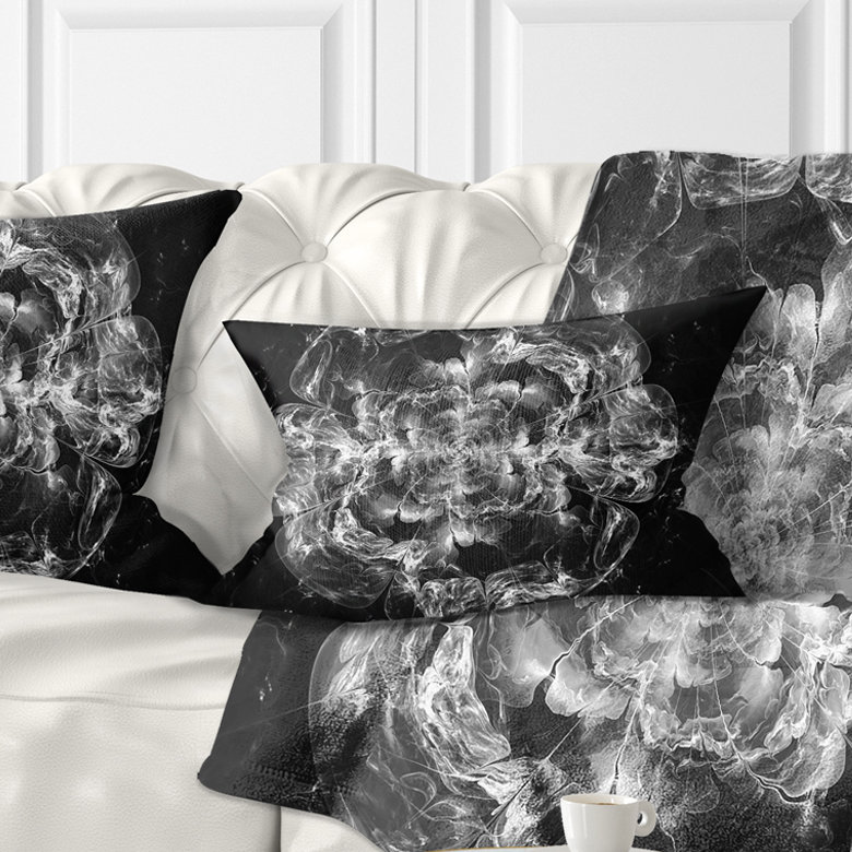 Coussin lombaire floral fractal explosion, Argent