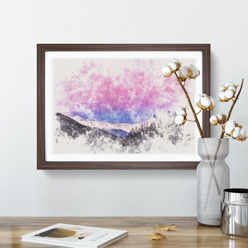 Purple Sky over the Mountains - Framed Print, 45cm H x 63cm W x 2cm D, Walnut Framed