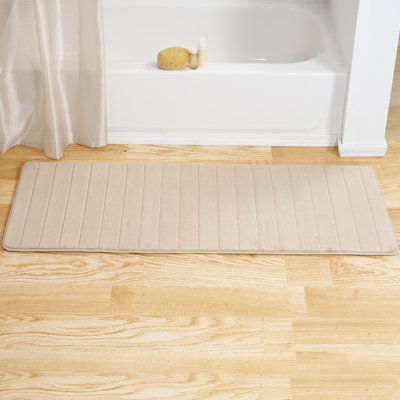 Jaynne Oversized Bathroom Rug-Memory Foam Bath Mat in Textured Stripes- Extra Long Non-Slip