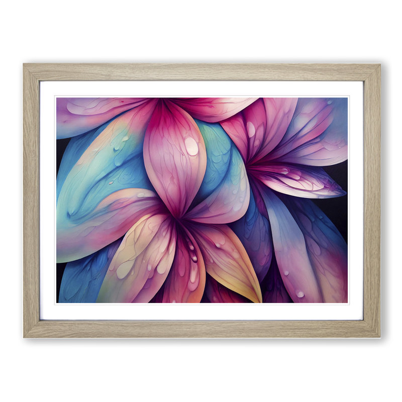 Colourful Flowers Vol.2 Abstract - Single Picture Frame Painting, Oak Framed, 25cm H x 34cm W x 2cm D